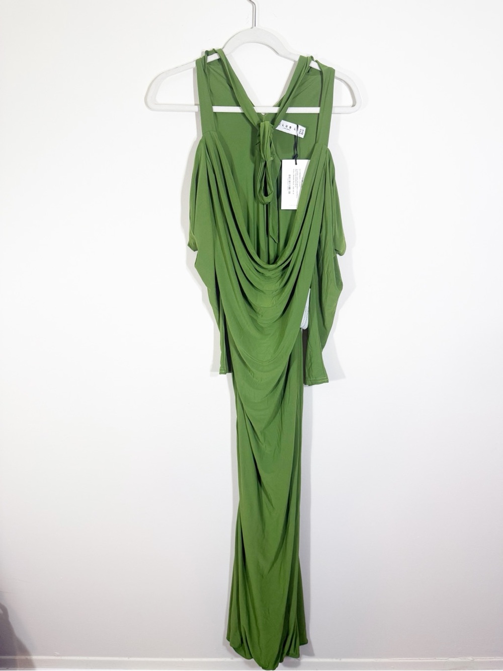 NWT Club L London Hurghada Green Plunge Long Sleeve Maxi Dress Green Size 6 - Picture 5 of 9